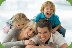 happy family enjoying radiant heating